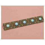 900 Silver Filigree Bracelet with Turquoise 28g