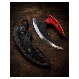 Handcrafted Ulu Knife with Red Wood Handle