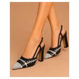 New Vince Camuto Black/White Woven Slingback New