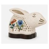 Ceramic Rabbit Lantern with Floral Motif