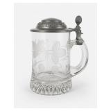 Glass Beer Stein with Pewter Lid