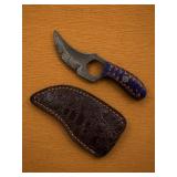Custom Damascus Curved Fixed Blade Knife