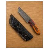 Custom Damascus Steel Knife with Sheath