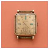 Elgin Square Wristwatch, Gold-Tone Case