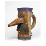 GEORGE Stoneware Face Mug with Blue Rim