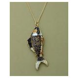 Enamel Articulated Fish Pendant Necklace