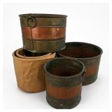 Five Copper and Brass Buckets