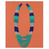 Beaded Multi-Strand Necklace in Blue