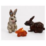 Three Decorative Rabbit Figurines