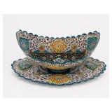 Persian Minakari Hd Painted Enamel Bowl Plate Set