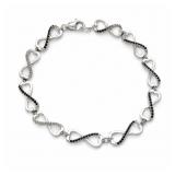 Sterling Silver Black Diamond Heart Bracelet