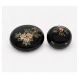 Black Lacquer Floral Trinket Boxes