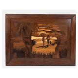 Wood Marquetry Picture With Framed Scene