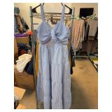 English Factory Blue Stripe Dress, Size Small