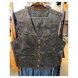 Black Leather Vest, Size XXL