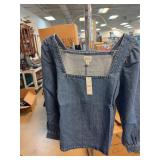 J.Crew Denim Square Neck Top Size M