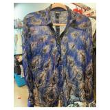 Just Cavalli Sheer Peacock Feather Shirt, 42