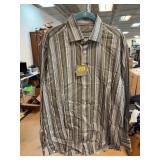 Thomas Dean Striped Cotton Shirt, Medium