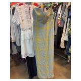 Maple Blue and Yellow Silk Maxi Dress, Size 6