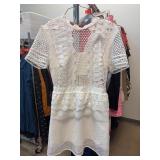 Self-Portrait White Lace Dress, Size 8