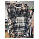 Topshop Plaid Long Sleeve Shirt, Size 6