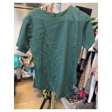 Green Short-Sleeve Blouse with Back Zipper