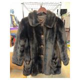 Women's Brown Faux Fur Coat with Buttons