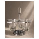 Shelton Ware Chromed Glass Server Trio