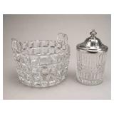 Pressed Glass Bowl and Lidded Crystal Jar