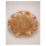 Iris Pattern Marigold Carnival Glass Bowl