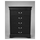 Black Five-Drawer Wood Chest