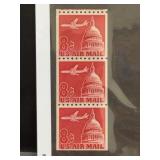 1962 U.S. 8Â¢ Air Mail Stamps Strip of 3