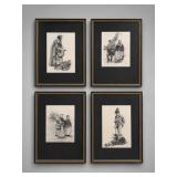 Four Framed Rural Figure Prints