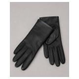 Portolano Black Leather and Cashmere Gloves