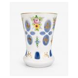 Bohemian Czech Blue Cut-to-Clear Glass Vase