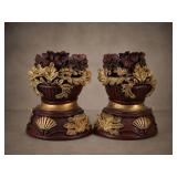 Resin Bookends with Floral Motif