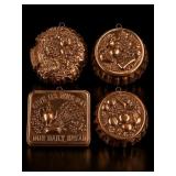 Four Decorative Copper Kitchen Molds