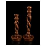 Wooden Barley Twist Candlesticks