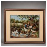Framed Needlepoint Farm Scene Art