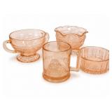 Pink Depression Glass Tableware Set