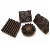 Four Wood Textile Printing Blocks