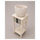 White Ceramic Planters & Stand