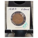 1918-D Lincoln Wheat Cent, Very Good