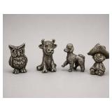 Four Cast Metal Pewter Figurines