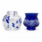 Blue and Clear Glass Vases
