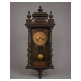 German Wood Wall Pendulum Clock Early 20th C