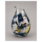 Signed Multicolor Art Glass Pitcher