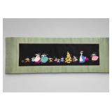 Embroidered Textile Chinese Wall Decor w Figures