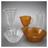 Depression Glass and Bud Vase Lot