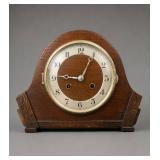Wood Mantel Clock Marked 'Foreign'